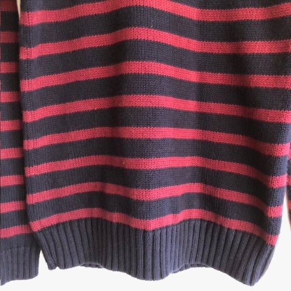 RALPH LAUREN POLO Cotton Crewneck Blue Red Stripe Sweater Boy Large - Picture 5 of 15